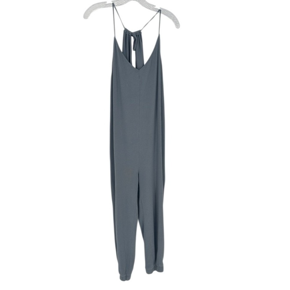 Zara Gray Cotton Strappy Jumpsuit Tie Back Jogger Leg Medium‎